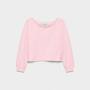 Aritzia Villa Pink Terry Sweatfleece Perfect Off Shoulder Top